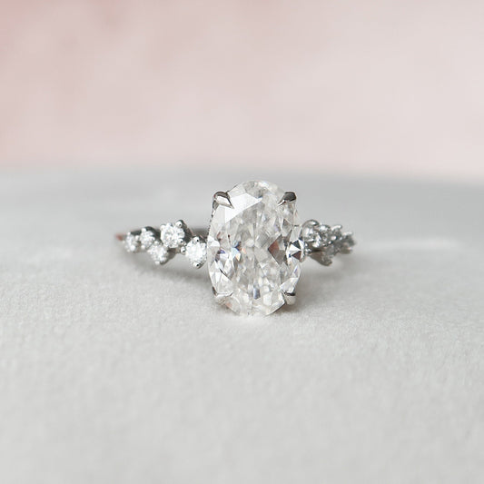 2 CT Oval Hidden Halo & Pave Moissanite Engagement Ring