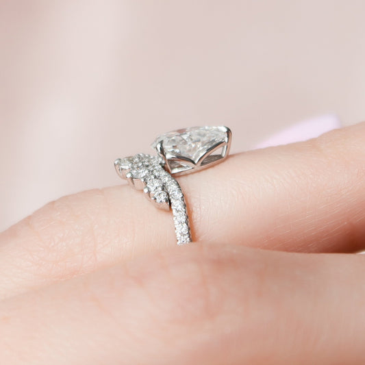 0.95 CT Pear Cluster Moissanite Engagement Ring