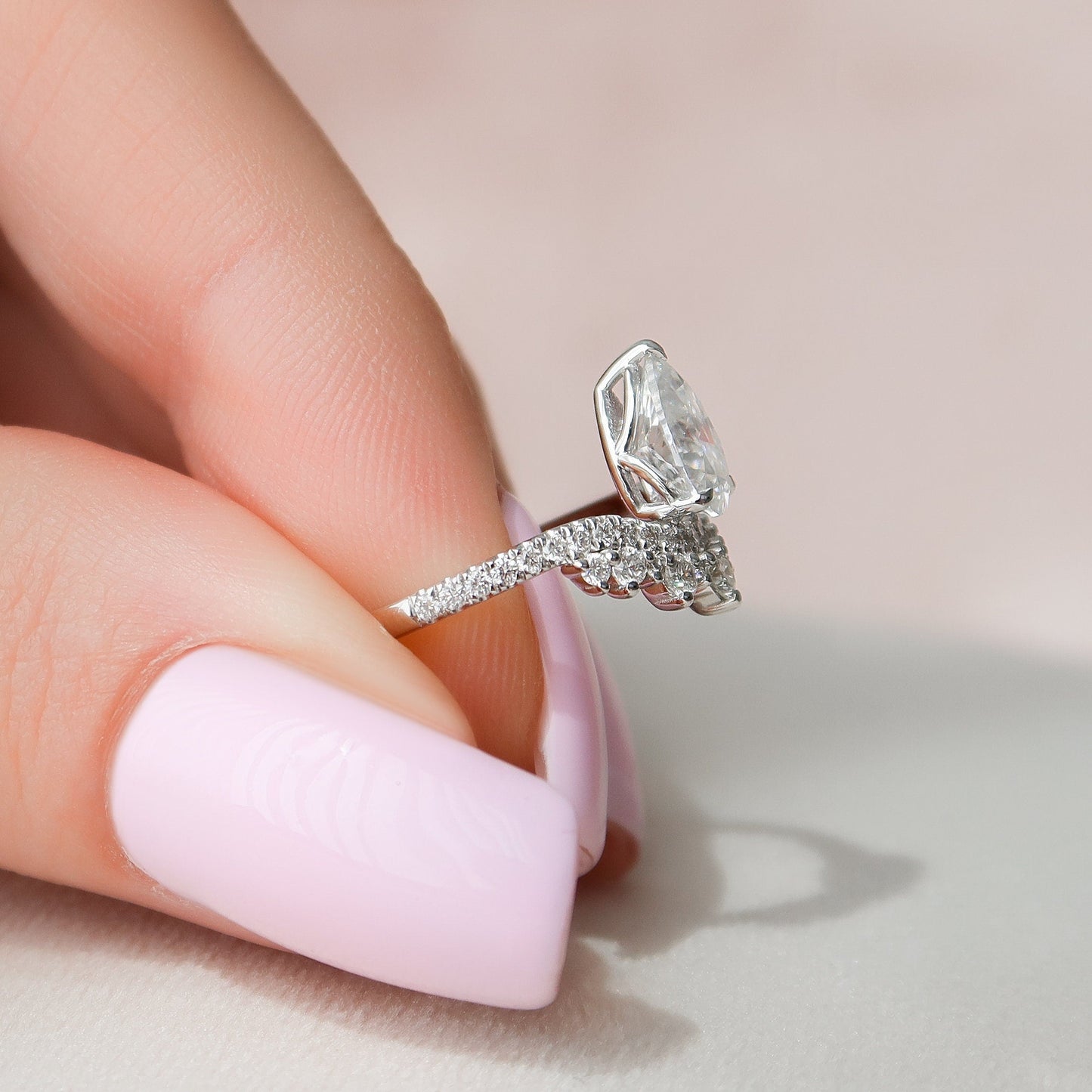 0.95 CT Pear Cluster Moissanite Engagement Ring