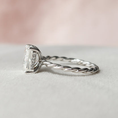 2.5 CT Radiant Hidden Halo Moissanite Engagement Ring