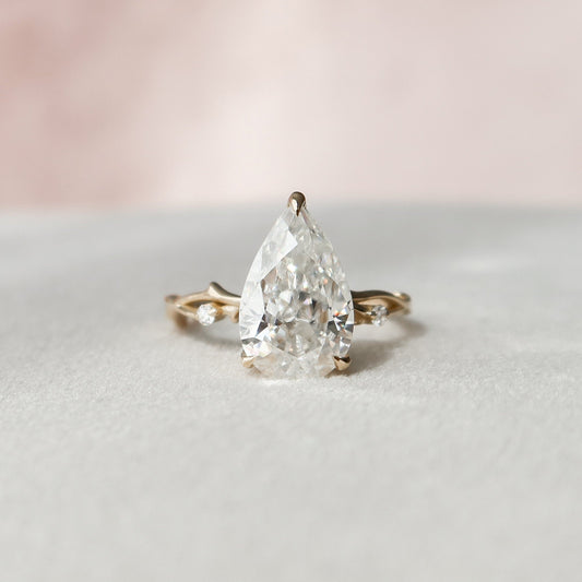 2.5 CT Pear Twig Pave Moissanite Engagement Ring
