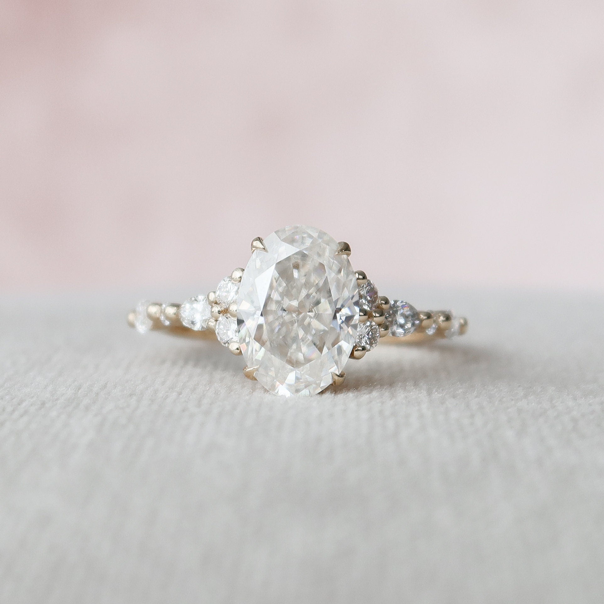 2 CT Oval Cluster Moissanite Engagement Ring
