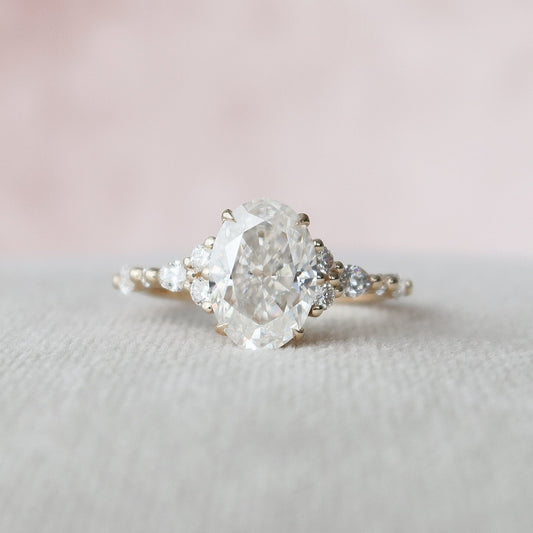 2 CT Oval Cluster Moissanite Engagement Ring