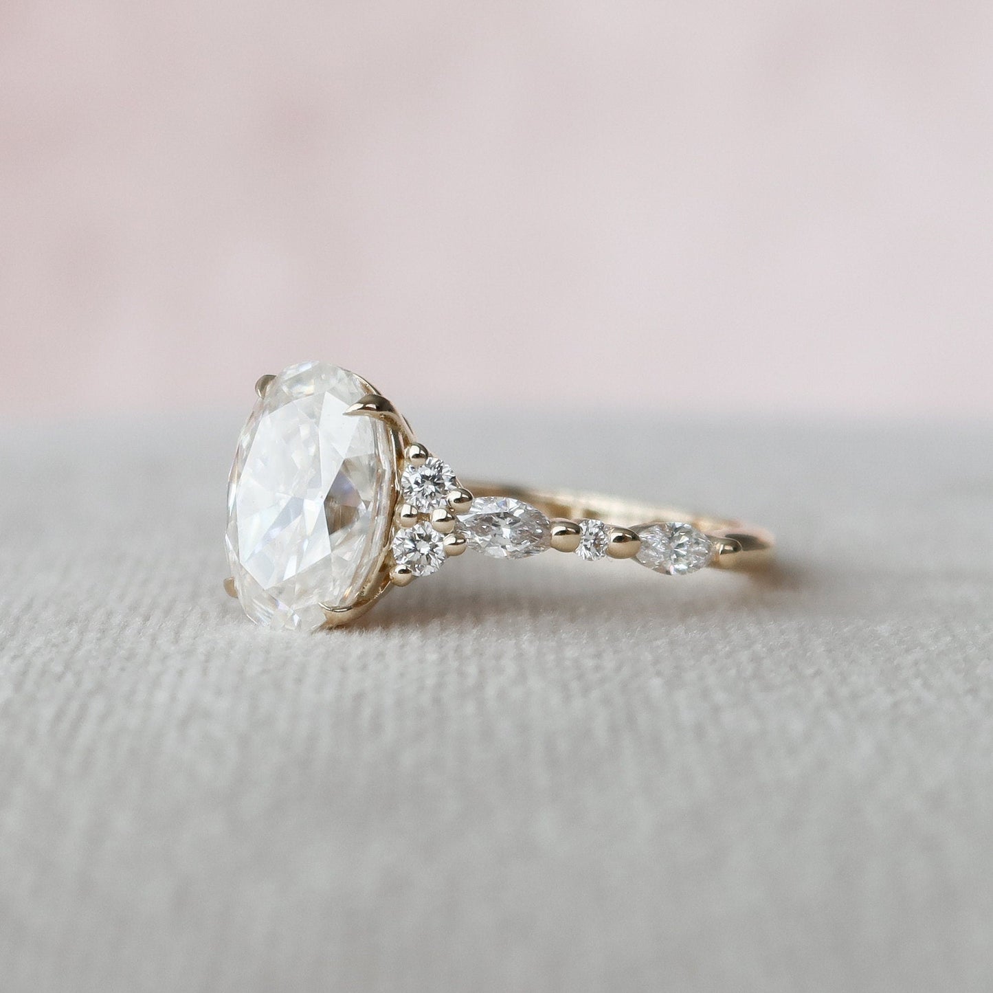 2 CT Oval Cluster Moissanite Engagement Ring