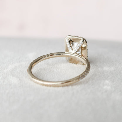 2 CT Radiant Hidden Halo & Pave Moissanite Engagement Ring