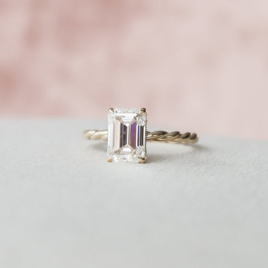 2 CT Emerald Hidden Halo Moissanite Engagement Ring