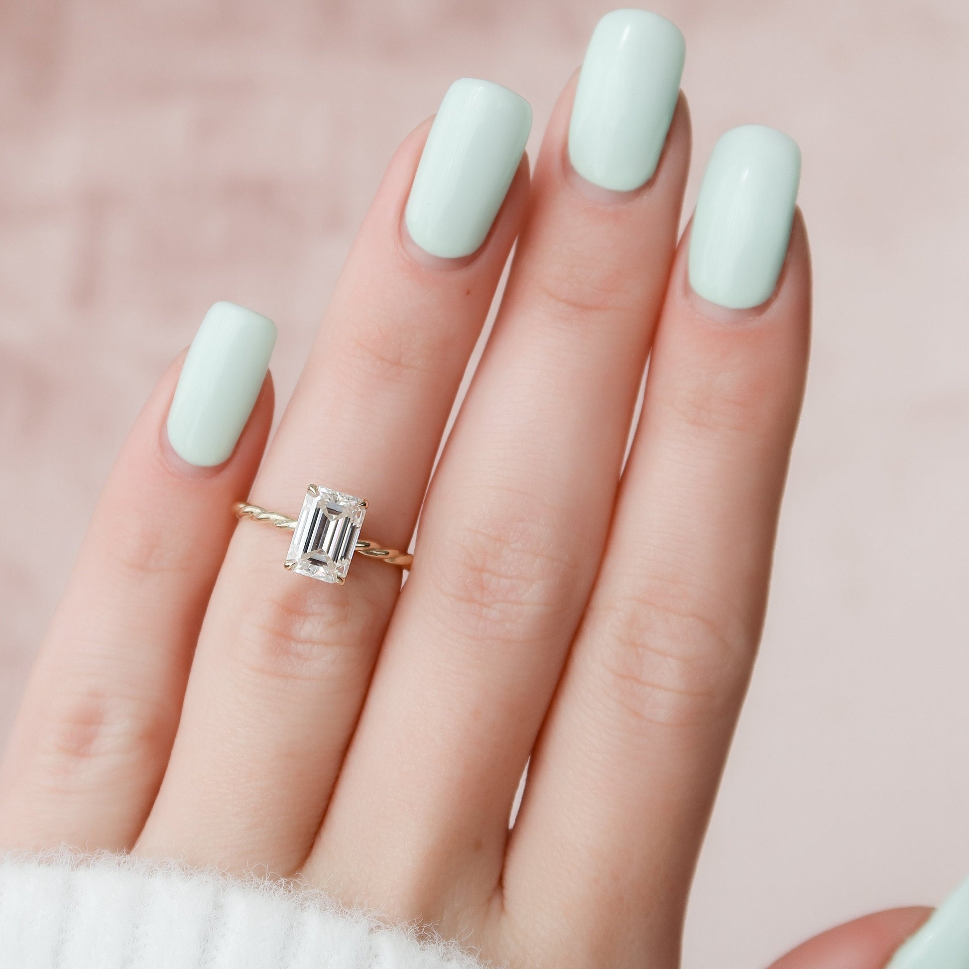 2 CT Emerald Hidden Halo Moissanite Engagement Ring