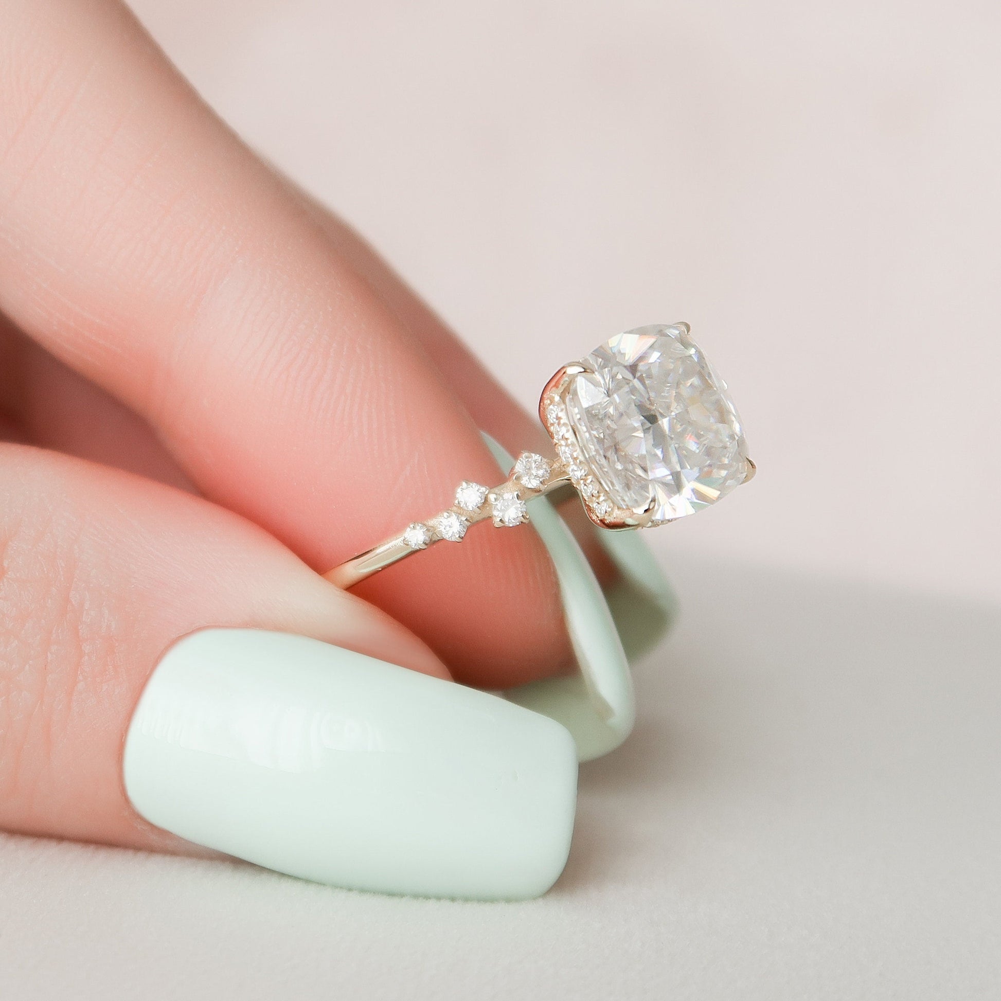4 CT Cushion Cluster Moissanite Engagement Ring