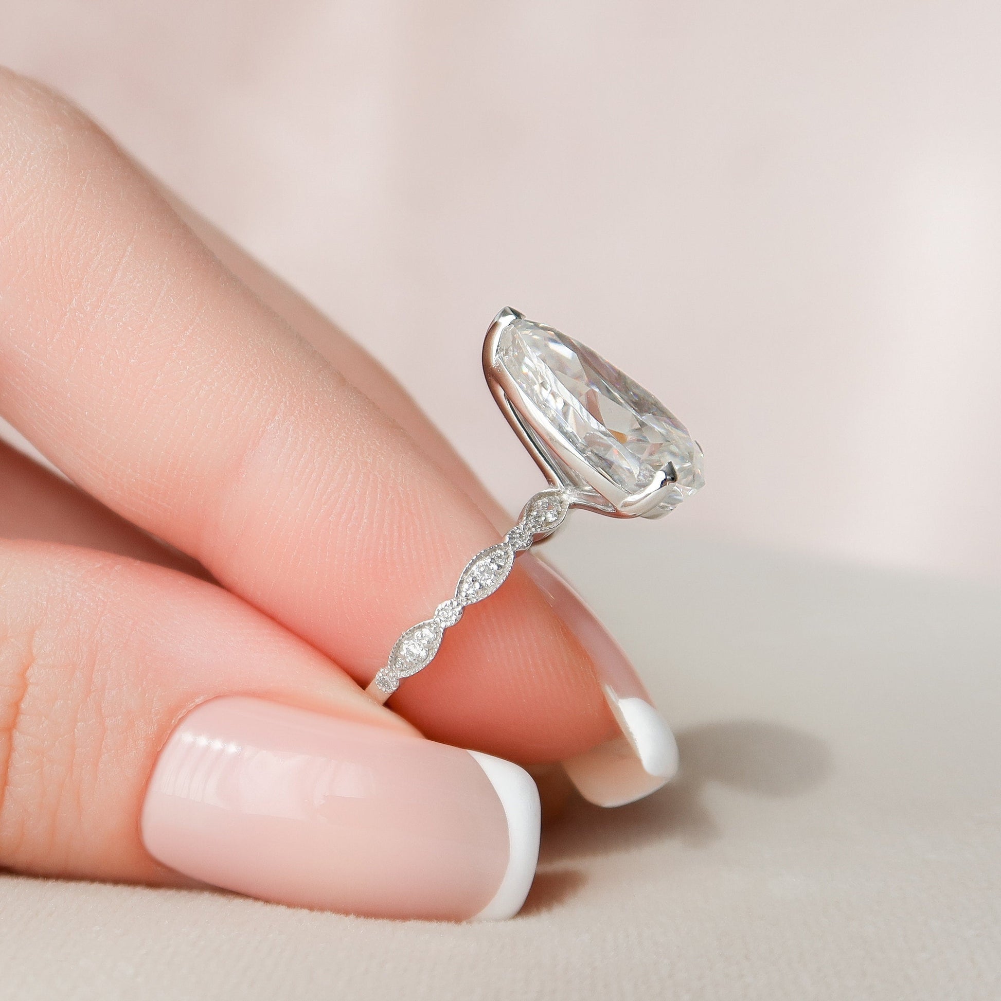 4.5 CT Pear Pave Moissanite Engagement Ring