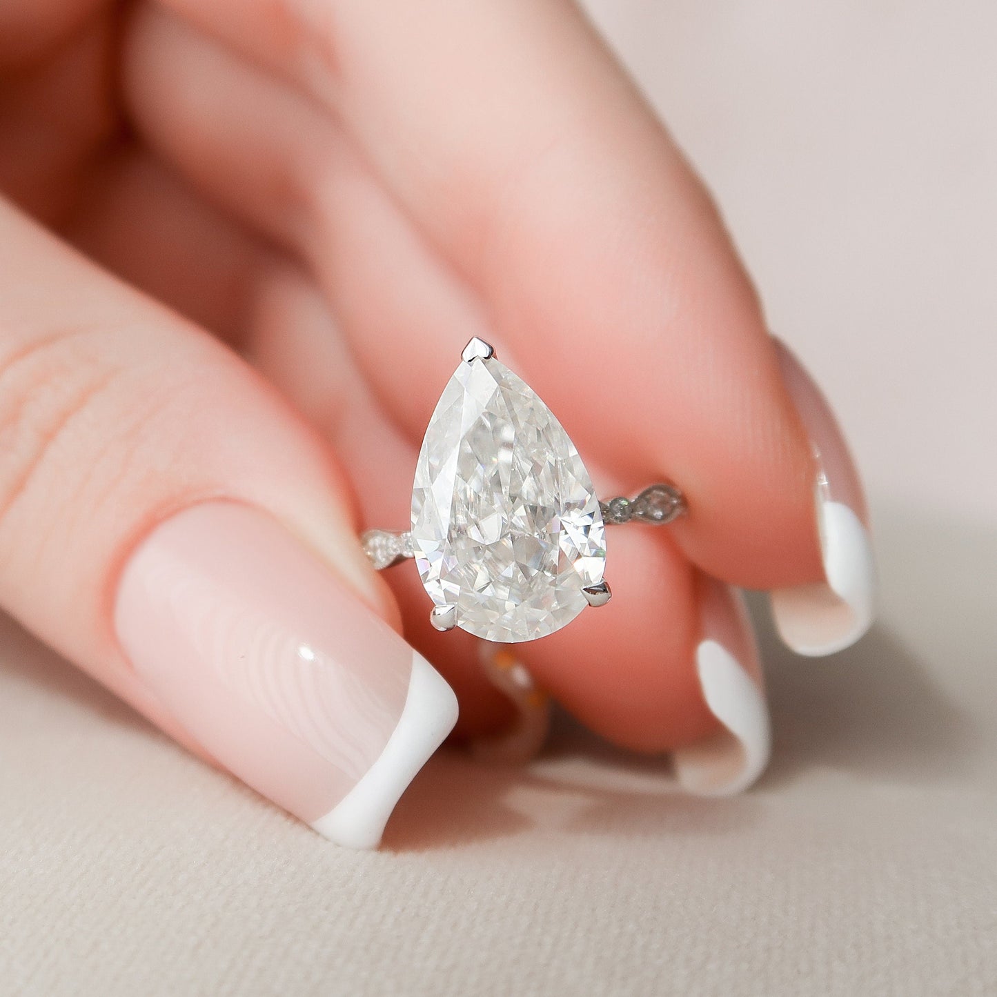 4.5 CT Pear Pave Moissanite Engagement Ring