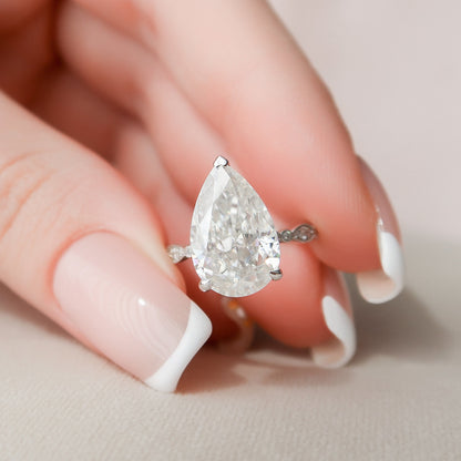 4.5 CT Pear Pave Moissanite Engagement Ring