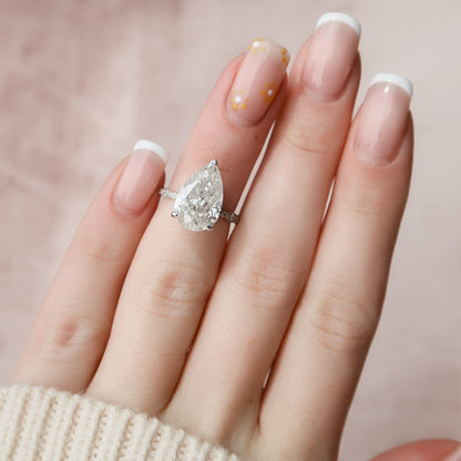 4.5 CT Pear Pave Moissanite Engagement Ring