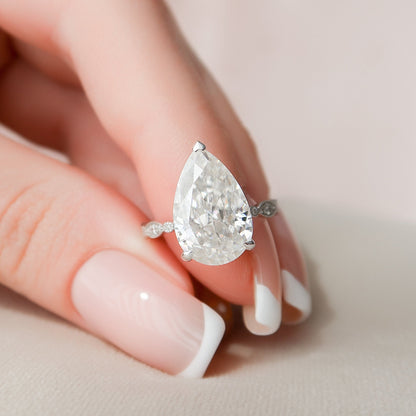 4.5 CT Pear Pave Moissanite Engagement Ring