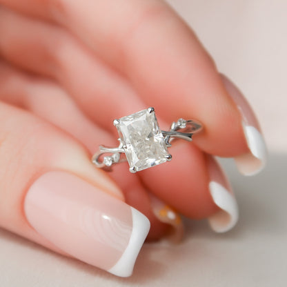 2 CT Radiant Twig Pave Moissanite Engagement Ring