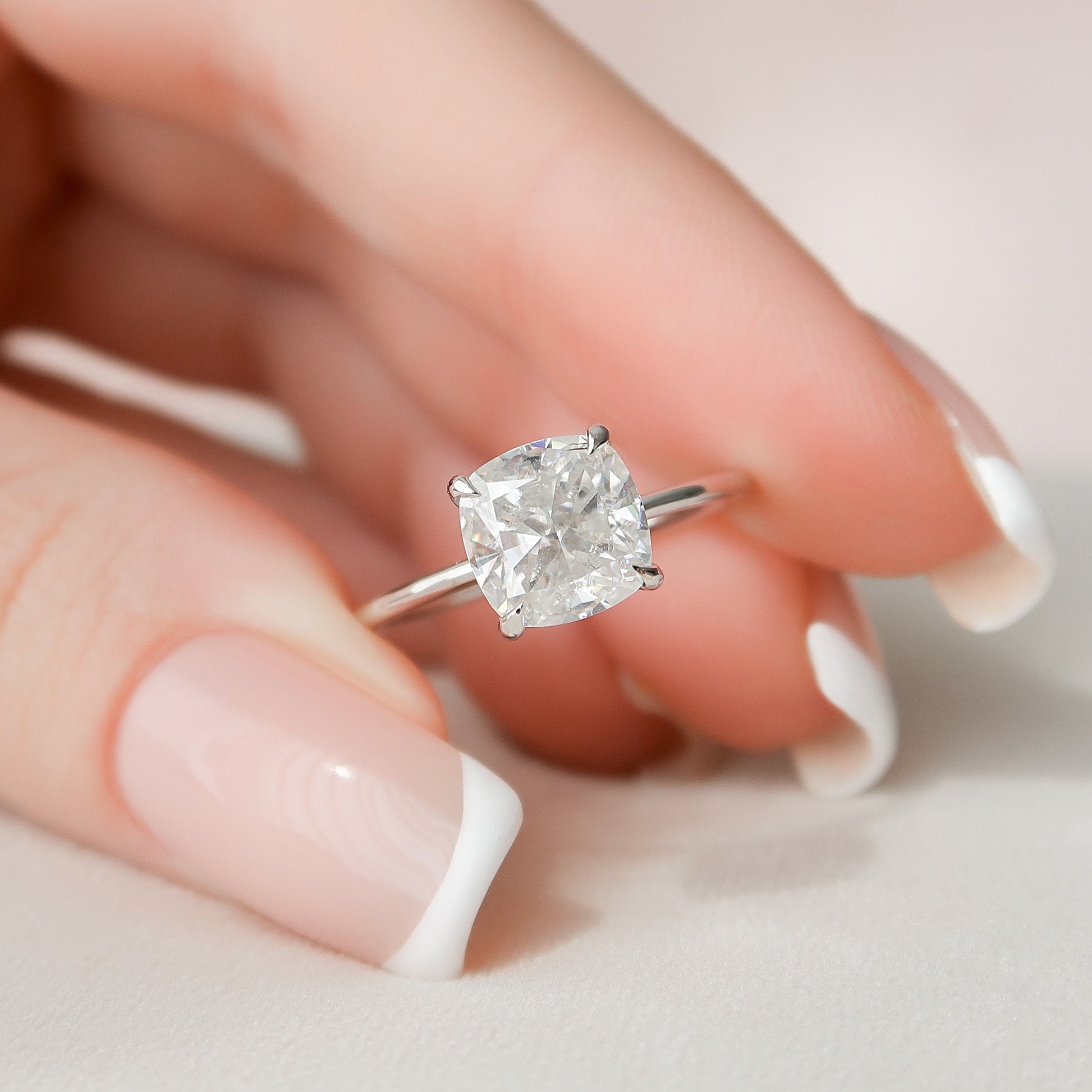 3 CT Cushion Hidden Halo Moissanite Engagement Ring
