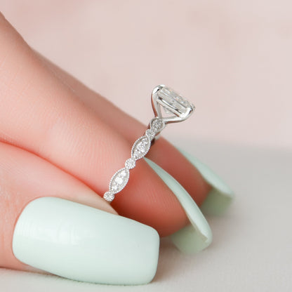 1 CT Radiant Pave Moissanite Engagement Ring