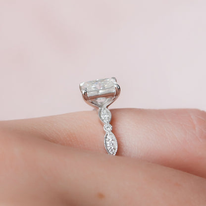 1 CT Radiant Pave Moissanite Engagement Ring