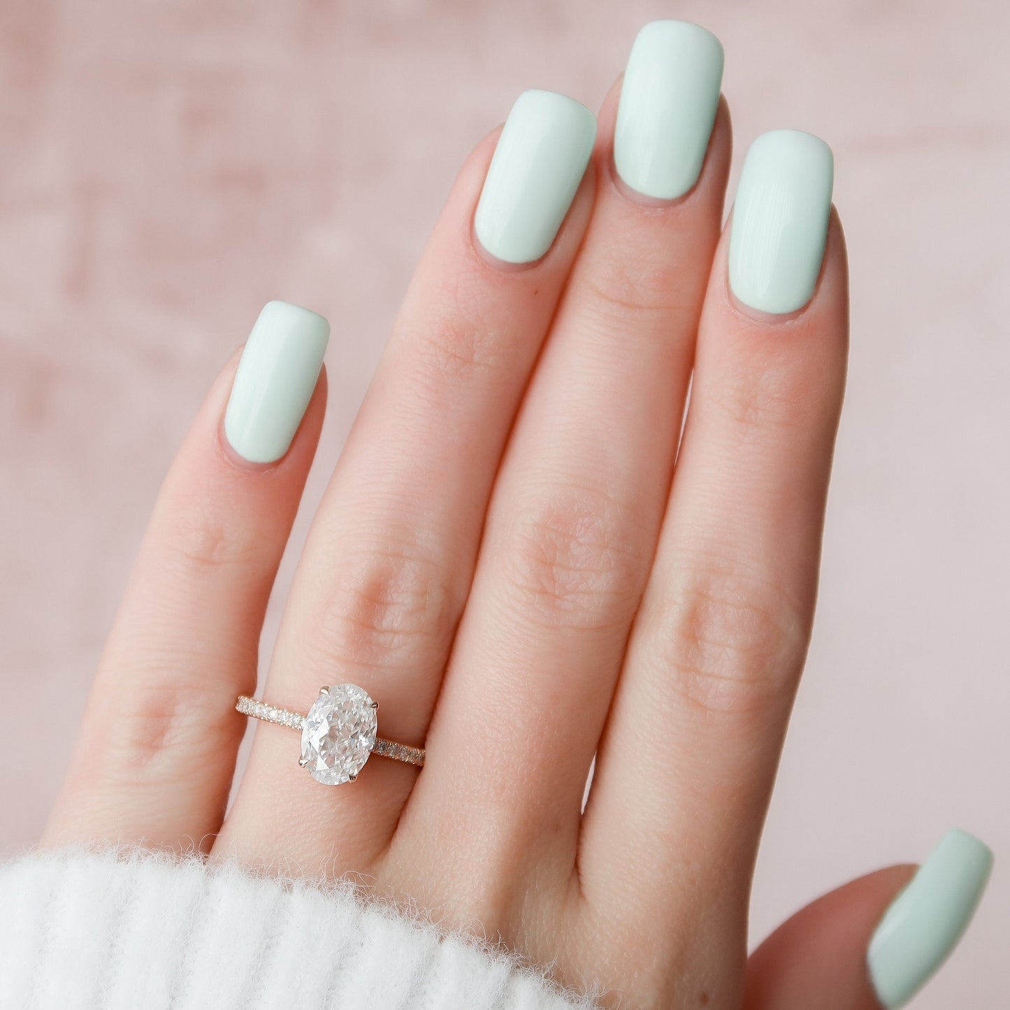 2.5 CT Oval Hidden Halo & Pave Moissanite Engagement Ring