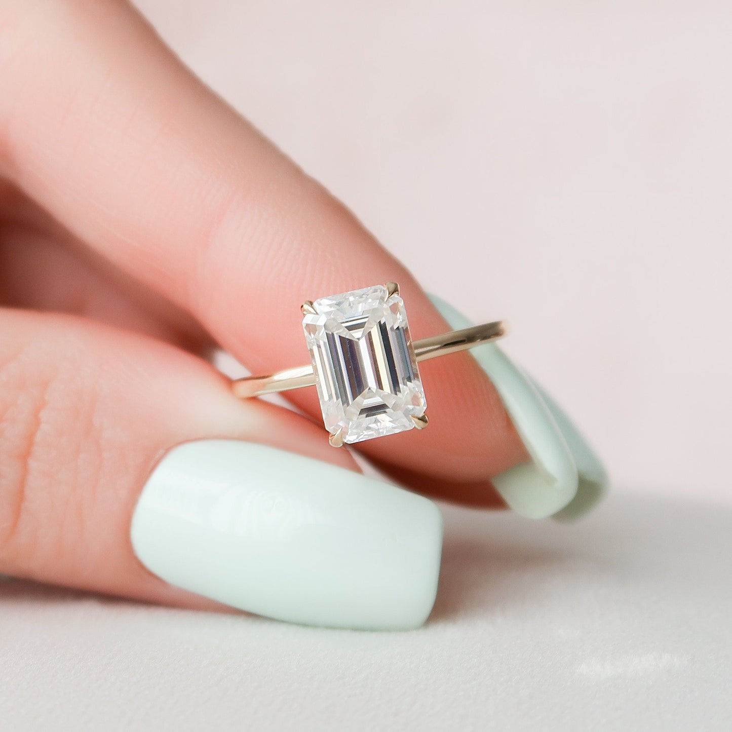 3 CT Emerald Hidden Halo Moissanite Engagement Ring