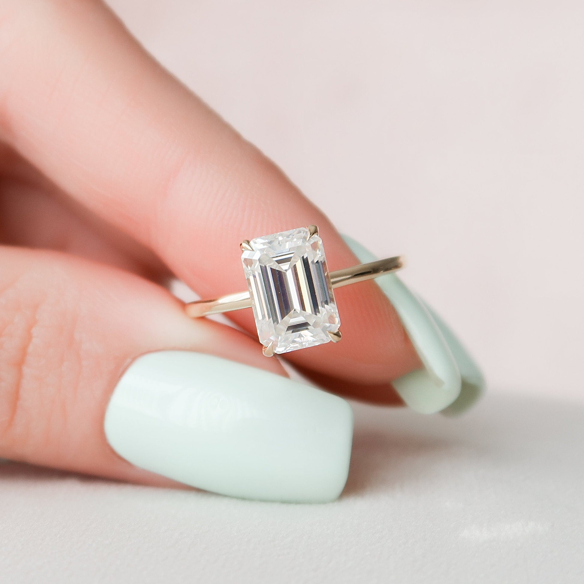 3 CT Emerald Hidden Halo Moissanite Engagement Ring