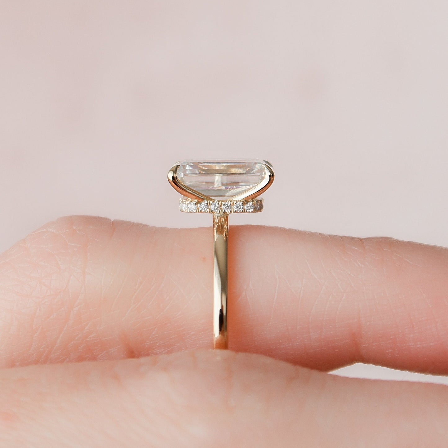 3 CT Emerald Hidden Halo Moissanite Engagement Ring