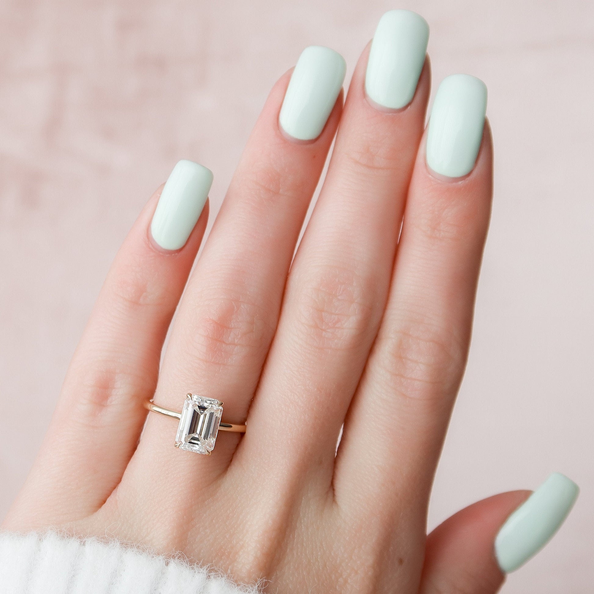 3 CT Emerald Hidden Halo Moissanite Engagement Ring