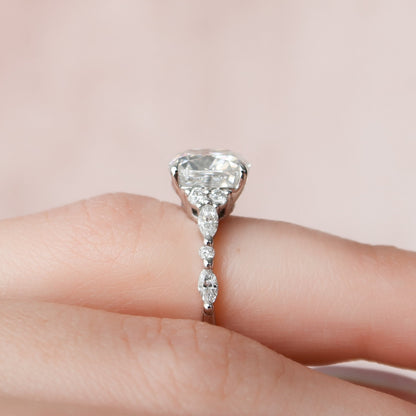 3.5 CT Cushion Cluster Moissanite Engagement Ring