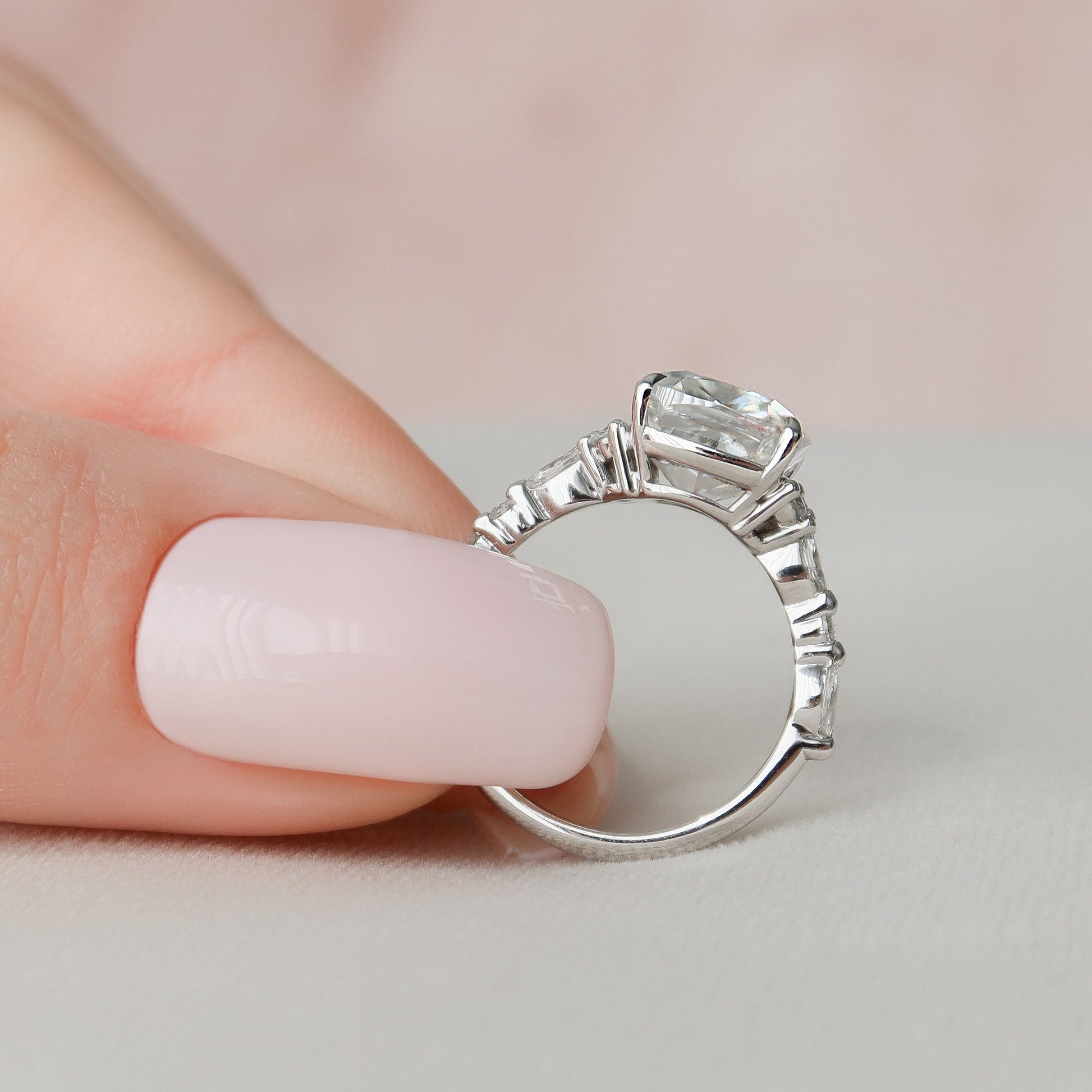 3.5 CT Cushion Cluster Moissanite Engagement Ring