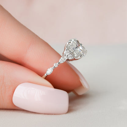 3.5 CT Cushion Cluster Moissanite Engagement Ring