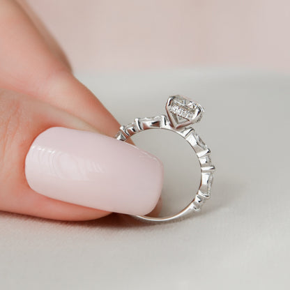 1 CT Round Hidden Halo Dainty Pave Moissanite Engagement Ring