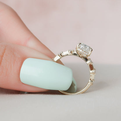 2 CT Pear Hidden Halo & Dainty Pave Moissanite Engagement Ring