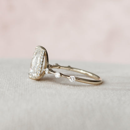 2 CT Pear Hidden Halo & Dainty Pave Moissanite Engagement Ring