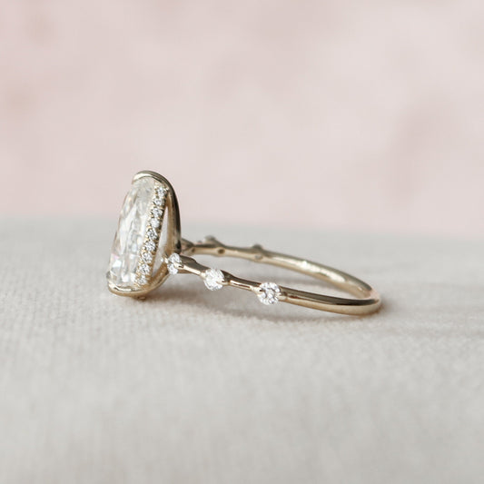 2 CT Pear Hidden Halo & Dainty Pave Moissanite Engagement Ring
