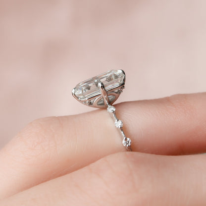 3 CT Emerald Dainty Pave Moissanite Engagement Ring