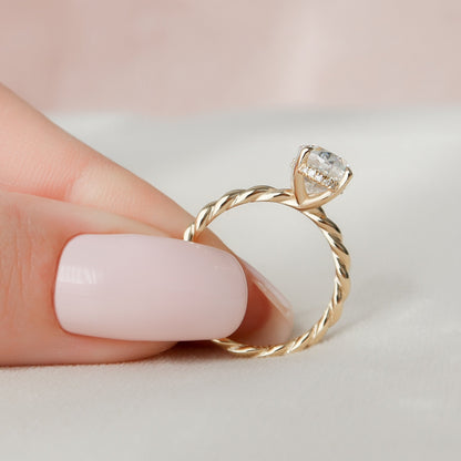 2 CT Oval Hidden Halo Moissanite Engagement Ring