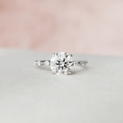 2 CT Round Dainty Pave Moissanite Engagement Ring