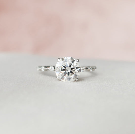 2 CT Round Dainty Pave Moissanite Engagement Ring