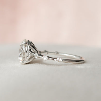 2.5 CT Round Dainty Pave Moissanite Engagement Ring