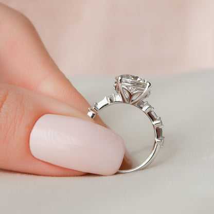 2.5 CT Round Dainty Pave Moissanite Engagement Ring