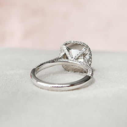 4 CT Cushion Halo & Pave Moissanite Engagement Ring