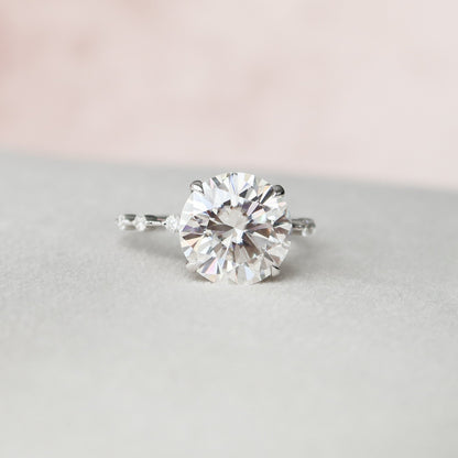 4 CT Round Dainty Pave Moissanite Engagement Ring
