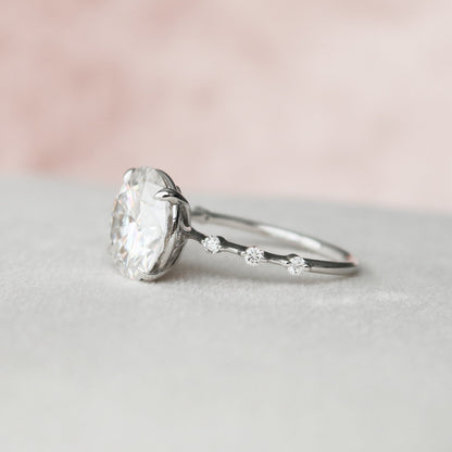 4 CT Round Dainty Pave Moissanite Engagement Ring