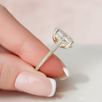 5 CT Oval Hidden Halo & Pave Moissanite Engagement Ring