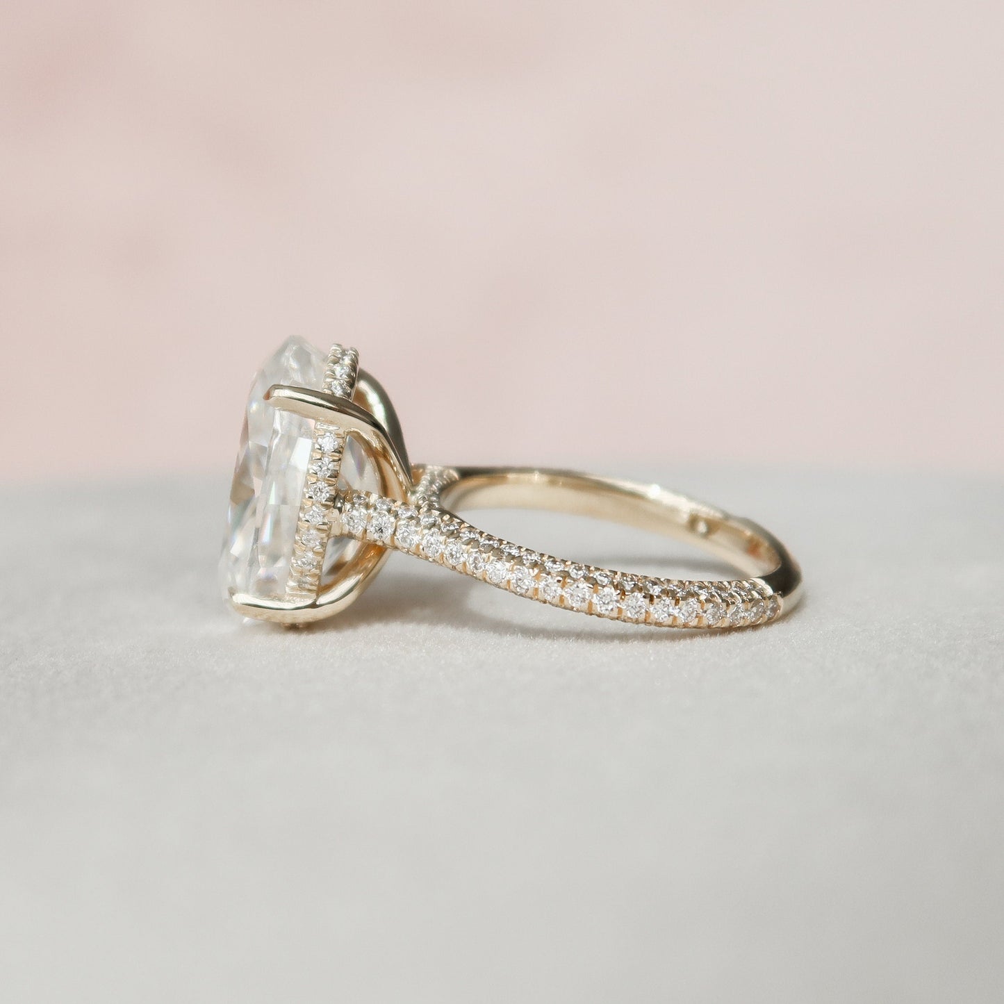 5 CT Oval Hidden Halo & Pave Moissanite Engagement Ring