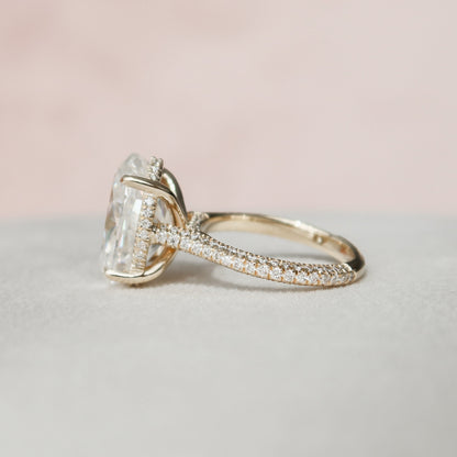 5 CT Oval Hidden Halo & Pave Moissanite Engagement Ring