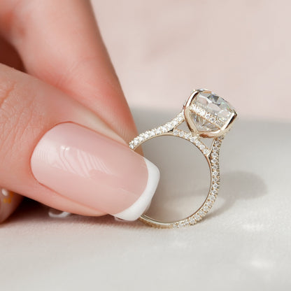 5 CT Oval Hidden Halo & Pave Moissanite Engagement Ring