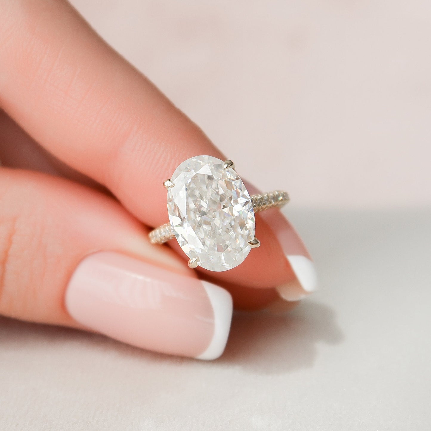 5 CT Oval Hidden Halo & Pave Moissanite Engagement Ring