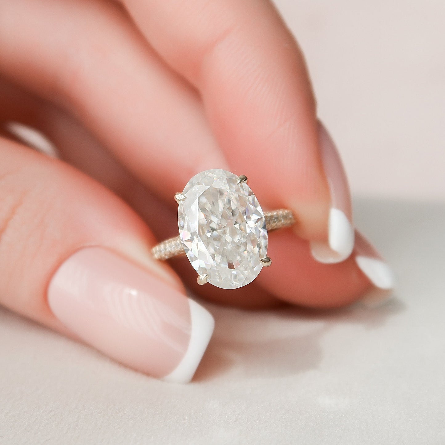 5 CT Oval Hidden Halo & Pave Moissanite Engagement Ring