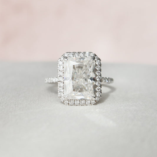 5 CT Radiant Halo & Pave Moissanite Engagement Ring