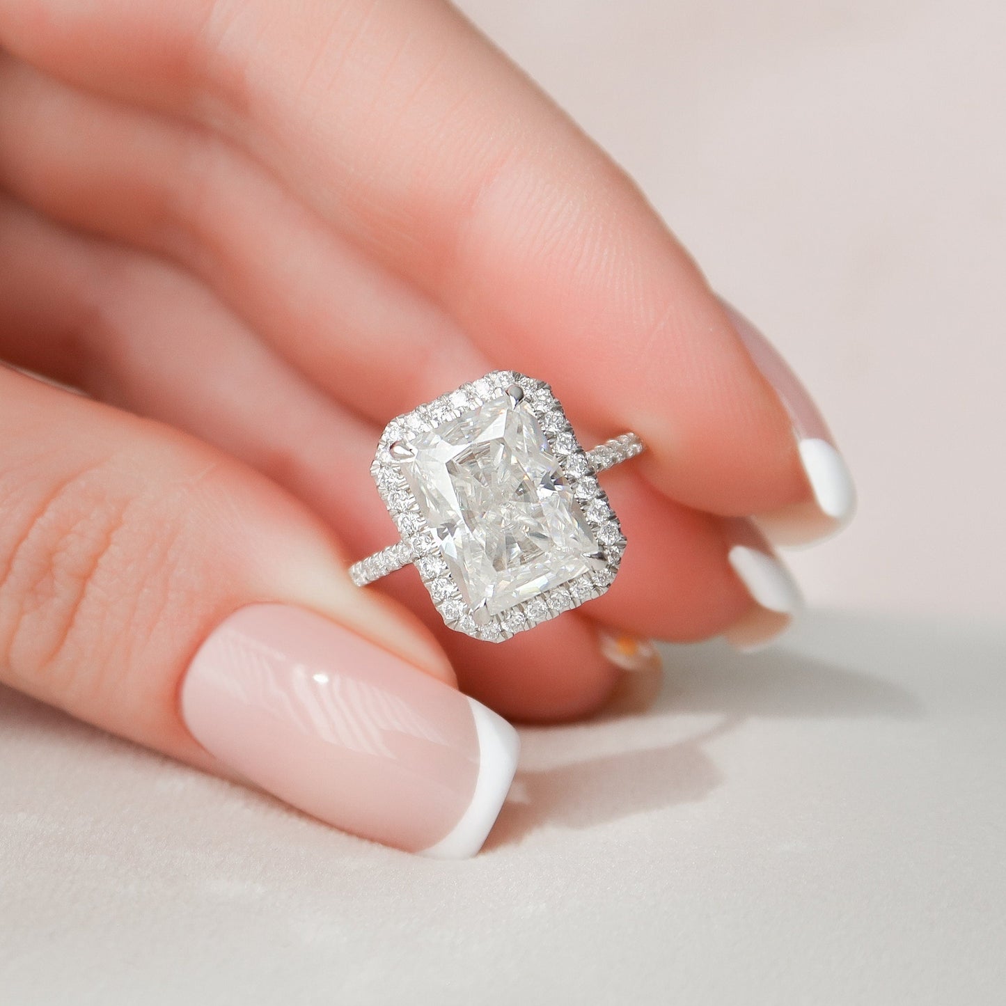 5 CT Radiant Halo & Pave Moissanite Engagement Ring